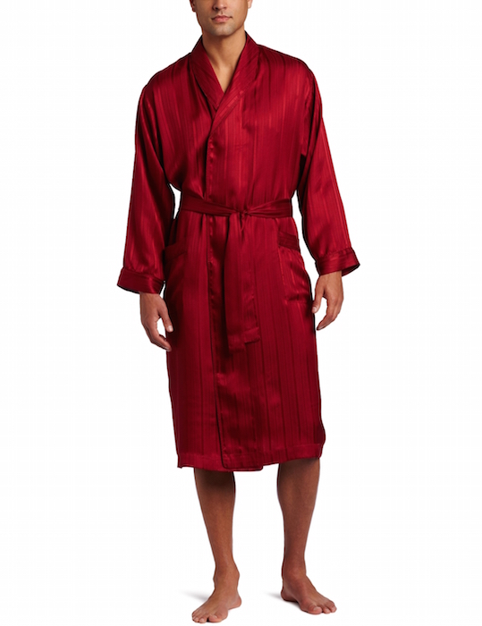 Majestic International Men's Herringbone Stripe Jacquard Shawl Robe